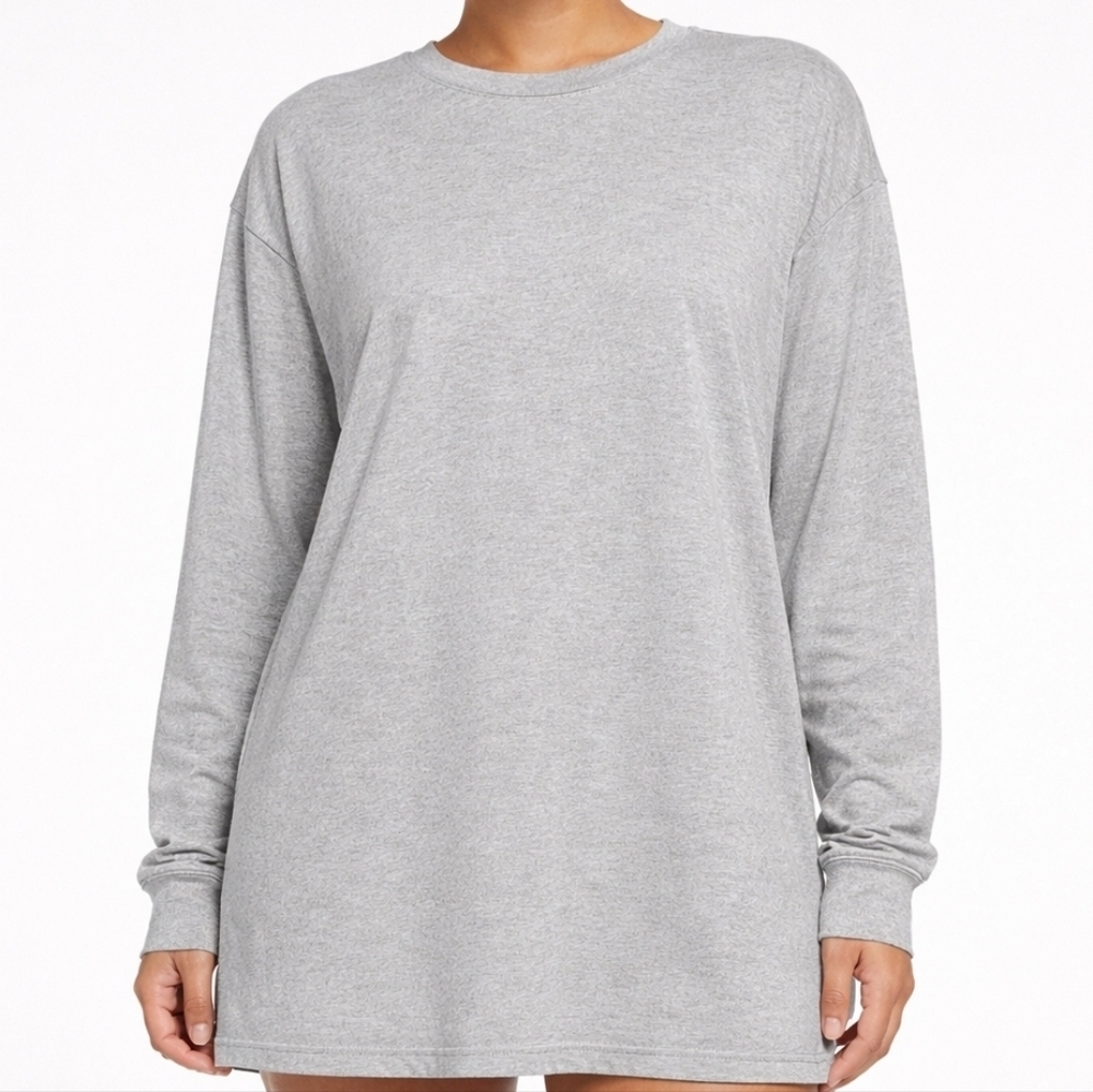 Skims Boyfriend Long Sleeve T Shirt Top Light Heather Grey XLarge NWT